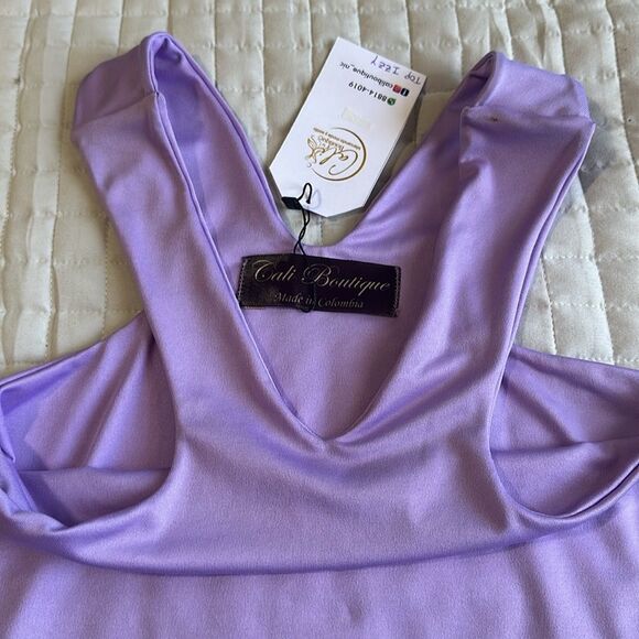 NEW - Women's Purple Crop-top One Size - Picture 4 of 10